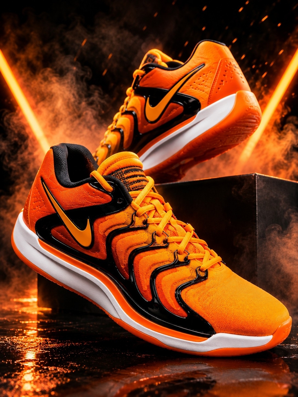 Nike KD17 Orange Black Basketball Shoes Men's Size 10.5 FJ9487-80